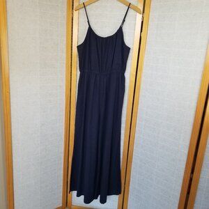 Haute Hippie Jumpsuit Navy Blue Wide Leg Pockets Linen Blend Size Medium